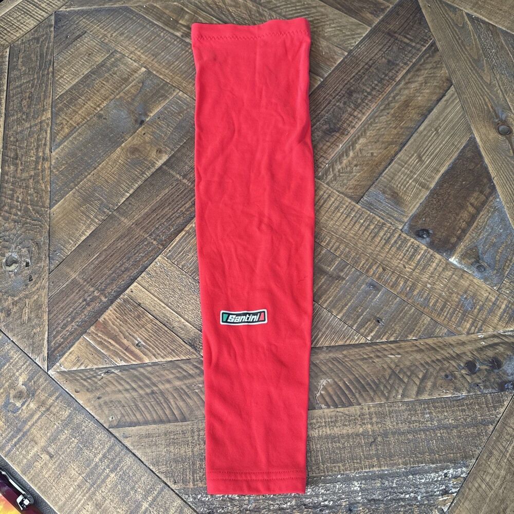 Santini Red Cycling Leg Warmers Size XL Thermal Bike Compression EUC